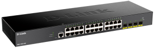 Коммутатор D-Link Управляемый L2 коммутатор, 24x1000Base-T, 4х10GBase-X SFP+, CLI, консольный порт RJ-45
