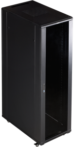 Шкаф Шкаф 19" Business, 22U 600x800, черный, передняя дверь стекло, задняя дверь распашная металл