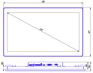 Высоконадёжный российский промышленный монитор серии SDA-22W. Дисплей 21.5”, с разрешением 1920х1080 точек и проекционно-емкостным сенсорным экраном,