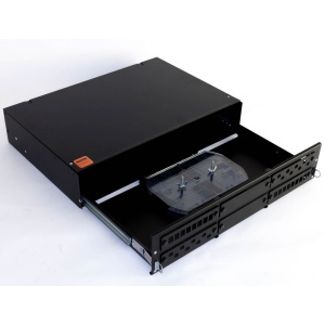 Бокс оптический Hyperline FO-19V-2U-6xSLT-W130H30-48UN-BK Бокс оптический универсальный 19" выдвижной, с полкой, от 8 до 48 портов (SC, duplex LC, ST,