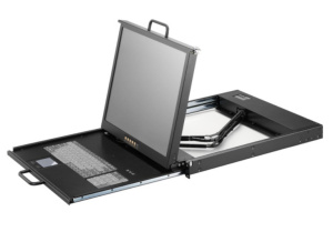 Консоль для стойки 19" AMK701-19UBHRU, 1U, дисплей 19" LCD, 1280x 1024, ,двойная направляющая, 1,8 м HDMI/USB кабель, 1 х HDMI, USB K/B, touchpad, RU