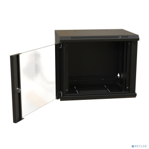WRline Шкаф настенный 19-дюймовый (19"), 15U, 775х600х600мм, стеклянная дверь с перфорацией по бокам, ручка с замком, цвет черный (RAL 9004) (разобран