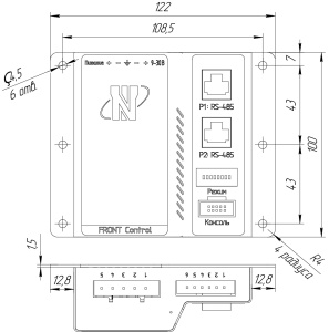 Российский промышленный программируемый мини компьютер на базе процессора RK3308 (Cortex-A35), 512Мб ОЗУ, два интерфейса RS-485, LAN 10/100, USB 2.0,