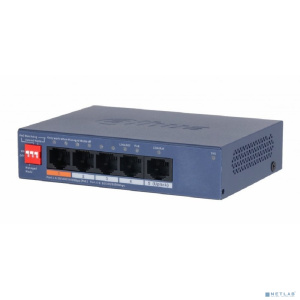 DAHUA DH-CS4005-4GT-60 4-портовый гигабитный PoE коммутатор с функцией облачного управления, 4 RJ45 10/100/1000Мбит/с (PoE/PoE+/Hi-PoE), 1 RJ45 10/100