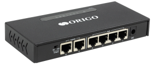 Коммутатор ORIGO Неуправляемый PoE-коммутатор, 6x100Base-TX (4x100Base-TX PoE), PoE-бюджет 60 Вт, PoE до 250 м, корпус металл