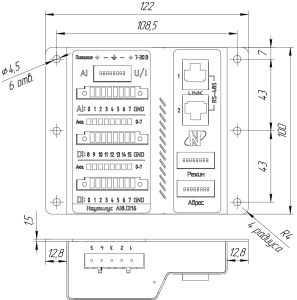 Российский промышленный модуль ввода/вывода - 8 аналоговых входов 0–10 В с возможностью подключения шунта для приема токового сигнала 0–20 мА (выбирае