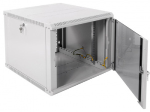 Шкаф коммутационный ЦМО ШРН-ЭКОНОМ (ШРН-Э-9.650) настенный 9U 600x650мм пер.дв.стекл 65кг серый 600мм 20.7кг 180град. 480мм