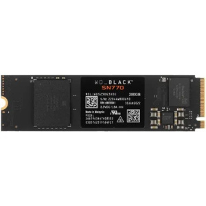Накопитель WD Твердотельный накопитель/ SSD Black SN770 NVMe, 250GB, M.2(22x80mm), NVMe, PCIe 4.0 x4, 3D TLC, R/W 4000/2000MB/s, IOPs 240 000/470 000, TBW 200, D