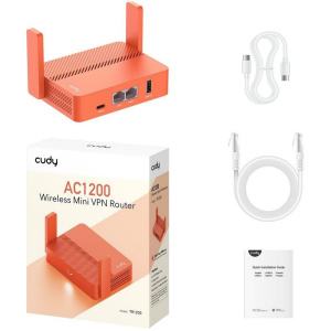 Маршрутизатор CUDY AC1200 Wireless Mini VPN Router with USB Mesh, 2 × 10/100Mbps RJ45 Ports,1 USB2.0, 2 x antennas, WiFi router/AP/ Repeater/WISP Mod