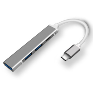 Корпус ORIENT CU-325, Type-C USB 3.0 (USB 3.1 Gen1)/USB 2.0 HUB 4 порта: 1xUSB3.0 + 2xUSB2.0 + 1xUSB2.0 Type-C, USB штекер тип C, алюминиевый , серебри