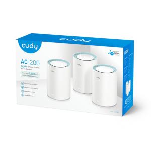 Маршрутизатор CUDY AC1200 Wi-Fi Gigabit Mesh Solution 3-Pack, Chipset MT7621+MT7613B+MT7603, Dual-Band, 867Mbps at 5GHz + 300Mbps at 2.4GHz, 802.11ac/