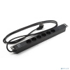 Hyperline SHE19-6SH-2.5EU Блок розеток для 19" шкафов, горизонтальный, 6 розеток Schuko (16A), 250В, кабель питания 3х1.5мм2, длина 2.5 м, с вилкой Sc