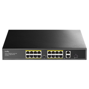 Коммутатор CUDY 16-Port 10/100M PoE+ Switch with 2 Gigabit Uplink and 1 SFP Port 200W 16-Port 10/100M PSE RJ-45 +2 Gigabit RJ- 45 +1SFP Port with 16 P