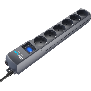 Сетевой фильтр ZIS Commpany сетеовй фильтр Pilot S-max 7m, розетки; 5+1, 16А, кабель 7м, цвет графит