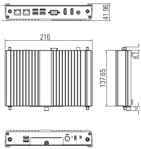 Российский промышленный встраиваемый компьютер FRONT C3211, на базе процессора Intel Celeron N3350 / RAM 4 Гб DDR3L / SSD 64 Гб / LAN 2 x 10/100/1000