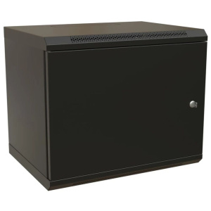 Шкаф Hyperline WRline WR-TW-1545-SR-RAL9004 настенный 19-дюймовый (19"), 15U, 775x600х450мм, цельнометаллическая дверь с замком, цвет черный (RAL9004)