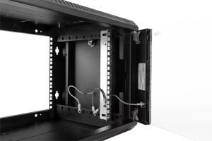 Шкаф ЦМО Шкаф телекоммуникационный настенный разборный ЭКОНОМ 6U (600х520) дверь стекло, цвет черный