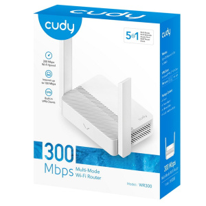 Маршрутизатор CUDY WR300 N300 Wi-Fi Router, Chipset MediaTek, 802.11b/g/n,300Mbps at 2.4GHz, 4 Ч 10/100Mbps Ports, 2 Ч 5dBi fixed antennas, WiFi route