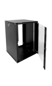 Шкаф коммутационный ЦМО (ШРН-Э-18.350-9005) настенный 18U 600x350мм пер.дв.стекл 85кг черный 300мм 22.14кг 180град. 878мм