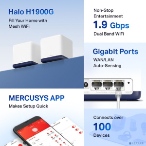 Mercusys Halo H1900G(3-pack) AC1900 Домашняя Mesh Wi-Fi система ISP PROJ