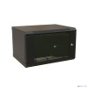 WRline Шкаф настенный 19-дюймовый (19"), 9U, 500х600х600мм, стеклянная дверь с перфорацией по бокам, ручка с замком, цвет черный (RAL 9004) (разобранн