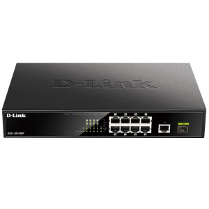 Коммутатор D-Link DGS-1010MP/A1A Неуправляемый коммутатор с 9 портами 10/100/1000Base-T, 1 портом 1000Base-X SFP, функцией энергосбережения и поддержк