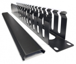 Кабельный органайзер Горизонтальный Hyperline CM-1U-ML16-COV односторонний пальцы 1U шир.:19" глуб.:67мм