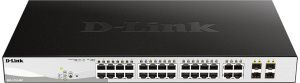 Коммутатор D-LINK Коммутатор/ DGS-1210-28P/FL Managed L2 Switch 24x1000Base-T PoE, 4xCombo 1000Base-T/SFP, PoE Budget 193W, Surge 6KV, CLI