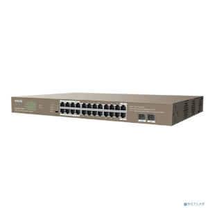 TENDA TEG1126P-24-410W Коммутатор в стойку 24-Ports 10/100/1000 Base-T + 2-Ports 1000 Base-X SFP 16-Ports PoE(PoE бюджет 370W)
