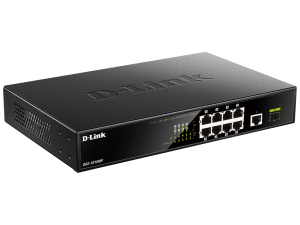 Коммутатор D-Link Неуправляемый PoE-коммутатор, 9x1000Base-T (8x1000Base-T PoE), 1x1000Base-X SFP, PoE-бюджет 125 Вт, корпус металл