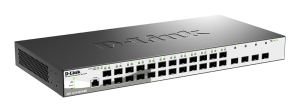 коммутатор D-Link Управляемый L2 коммутатор, 24x1000Base-X SFP, 4x10GBase-X SFP+, CLI, консольный порт RJ-45, RPS