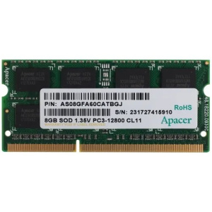 Apacer DDR3 SODIMM 8GB DV.08G2K.KAM PC3-12800, 1600MHz, 1.35V