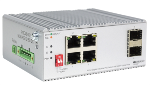Коммутатор ORIGO Промышленный неуправляемый PoE-коммутатор, 4x1000Base-T PoE, 2x1000Base-X SFP, PoE-бюджет 120 Вт, защита от статического электричества до 4 кВ,
