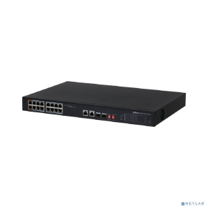 DAHUA DH-PFS3218-16ET-135 18-портовый неуправляемый коммутатор с РоЕ, 16xRJ45 100Mb PoE, 2хКомбо SFP/RJ45 1Gb uplink, суммарно 135Вт, коммутация 7.2 Г