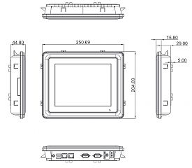 Промышленый безвентиляторный компьютер GOT5840T-834 N-DC, дисплей 8.4" SVGA TFT, процессор Intel Celeron J1900 (2.0 ГГц), DDR3L, 2 x GB LAN, 2 x RS-23