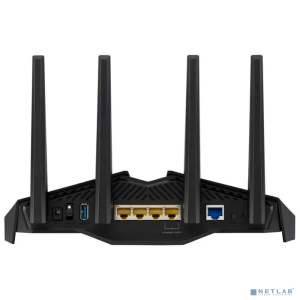 Роутер беспроводной ASUS RT-AX82U, 4 LAN,1000 Мбит/с, 4 (802.11n), 5 (802.11ac), 6 (802.11ax), 1 x USB 3.2, 3G, 4G/LTE, IPv6 черный