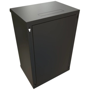 Шкаф Hyperline WRline WR-TW-2245-SR-RAL9004 настенный 19-дюймовый (19"), 22U, 1086x600х450мм, цельнометаллическая дверь с замком, цвет черный (RAL9004