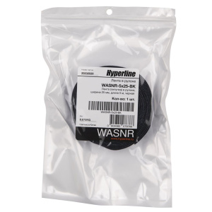 Крепеж Hyperline WASNR-5x25-BK Лента (липучка) в рулоне, ширина 25 мм, длина 5м, черная