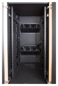 Шкаф коммутационный Lanmaster Soundproof (LAN-DC-CBSP-18U-WD) 18U 750x1130мм пер.дв. с шумоизол. без задн.дв. 2 бок.пан. 1000кг с вентилятором