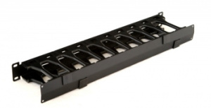 Кабельный органайзер горизонтальный Hyperline CMF-1U-FPL106-MCOV-RAL9005 односторонний гребенка 1U шир.:19" глуб.:106мм