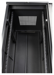 Шкаф коммутационный Lanmaster (TWT-CBB-18U-6X10-G1) напольный 18U 600x1000мм пер.дв.стекл металл 2 бок.пан. 800кг черный