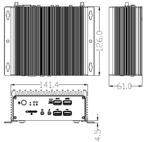 Российский промышленный встраиваемый компьютер FRONT C3210, на базе процессора Intel Celeron N3350 / RAM 4 Гб DDR3L / SSD 128 Гб / LAN 2 x 10/100/1000