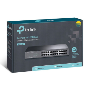 Коммутатор TP-LINK TL-SF1024D 24-портовый 10/100 Мбит/с коммутатор, 24 порта RJ45 10/100 Мбит/с, 1U 13-дюймовый монтируемый в стойку стальной корпус (